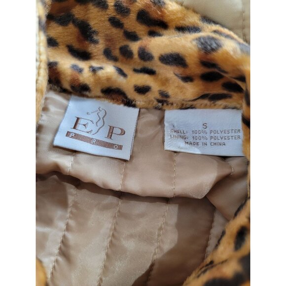 EP Pro Pebble Beach Womens Full-Zip Quilted Vest Small Beige Leopard Collar Logo - Picture 3 of 7